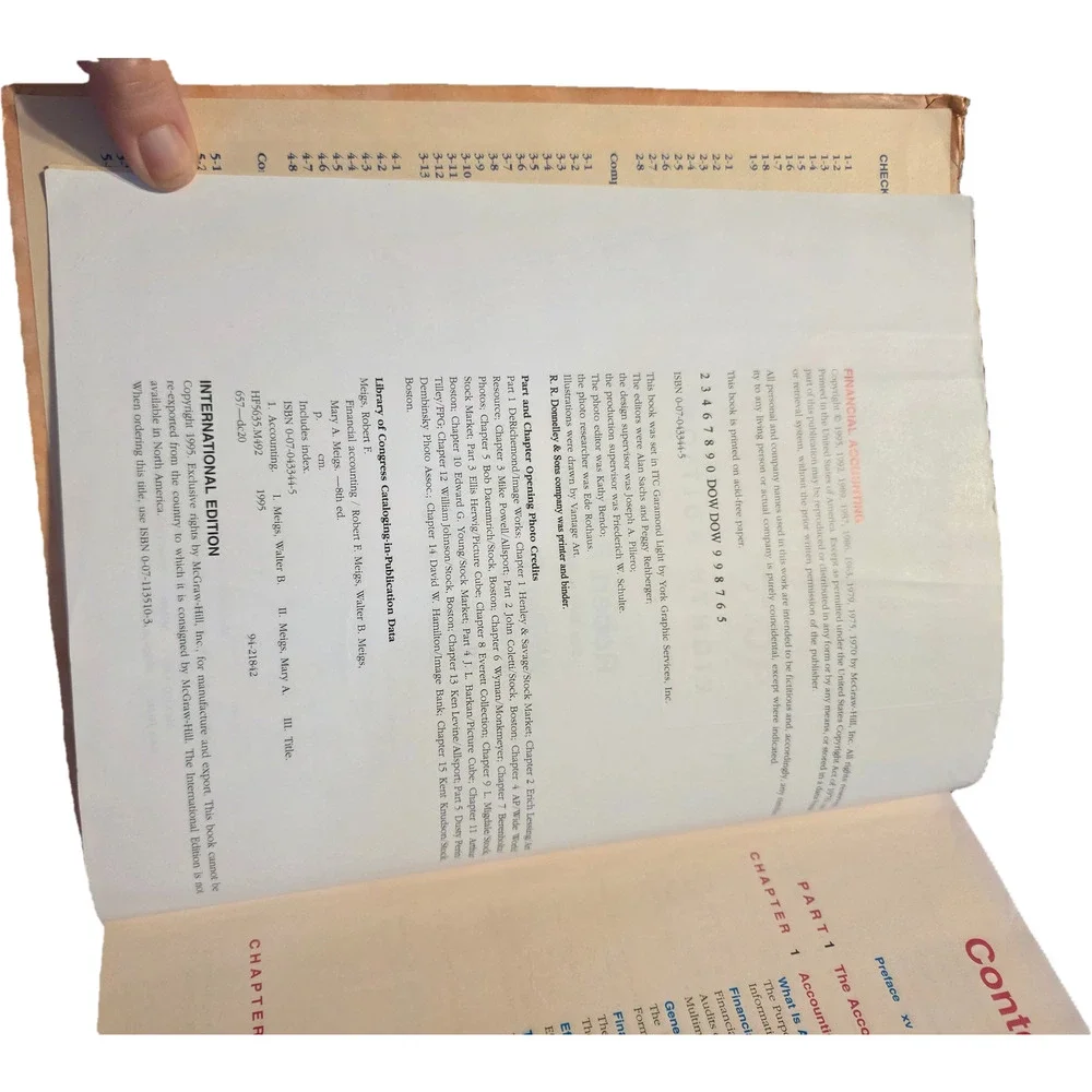 Financial Accounting Meigs & Meigs 8th Edition Hardcover Textbook 1995